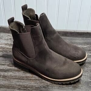 Kensie Women's Brown Faux Leather Slip On Heeled Ankle Boots Size 10 M